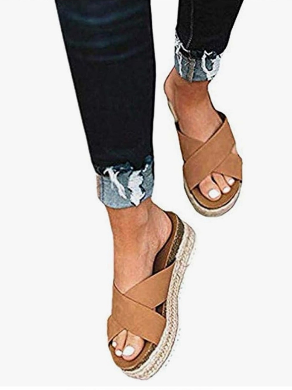 Women's Crisscross Espadrille Slide Sandals - Brown